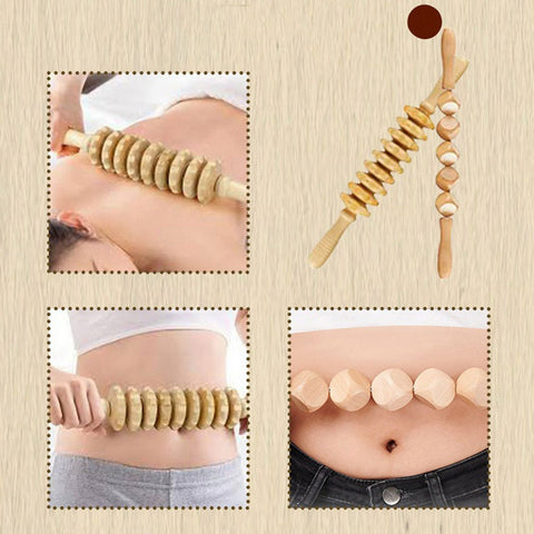 9 Wheel Wood Roller Wooden Therapy Massage