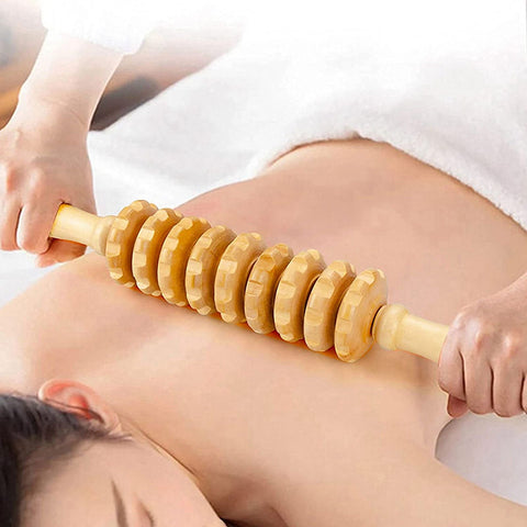 9 Wheel Wood Roller Wooden Therapy Massage